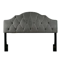 Curve Top Upholstered King Headboard in Charcoal