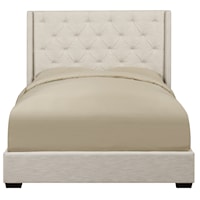 Contemporary Tufted Shelter King Bed in Oatmeal Beige