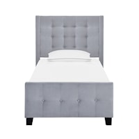 Contemporary Twin Modern Wing Bed in Dove
