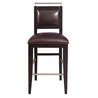 Barstool with Padded Seat and Back in Dark Brown