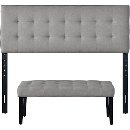Full, Queen Upholstered Headboard and Bench