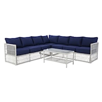 Simple Weave Sectional Set with Cocktail Table