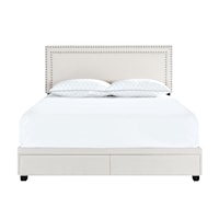 Transitional King Nail Trim Storage Bed in Fog