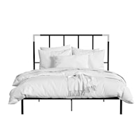 Queen Metal Bed-Black and Chrome