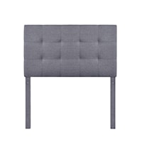 Vertically Channeled Upholstered Single Platform Bed in Charcoal Grey