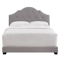 Transitional Upholstered Camelback Queen Bed in Smoke Gray