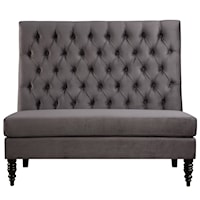 High Back Tufted Entryway Bench in Charcoal Grey