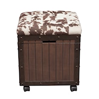 Hair-on-Hyde Cushioned Top Accent Storage Ottoman