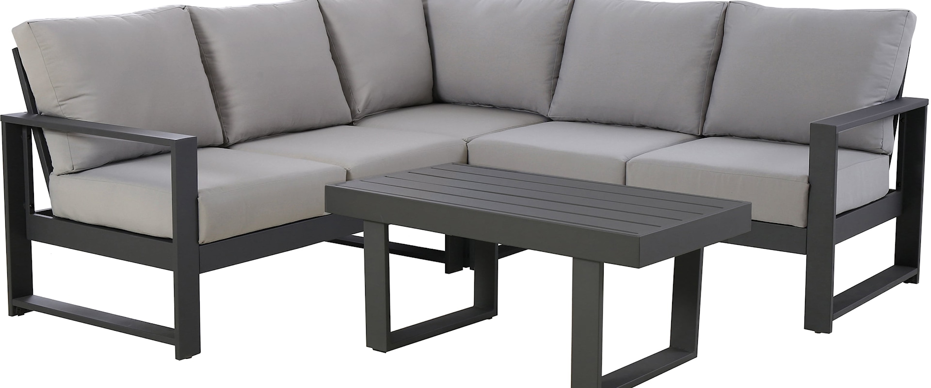 Contemporary Outdoor Metal Sectional Sofa with Cocktail Table