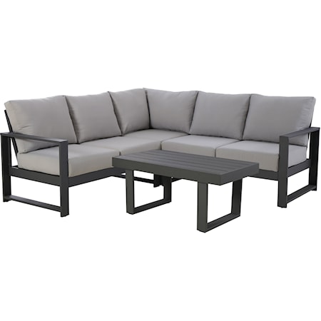 Outdoor Sectional and Cocktail Table Set