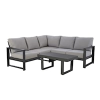 Contemporary Outdoor Metal Sectional Sofa with Cocktail Table