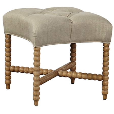 Tufted Linen Stool