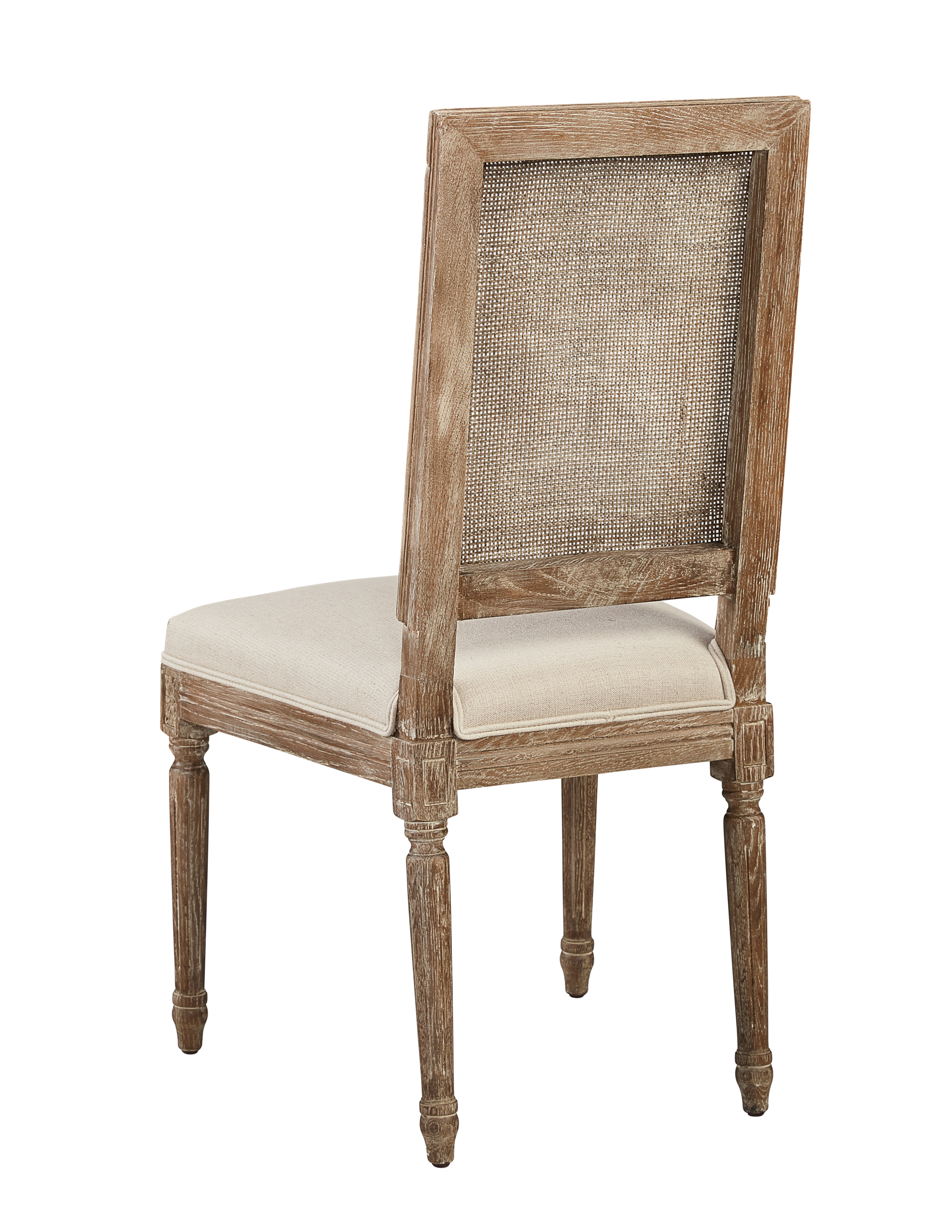 Linen &amp; Oak Caned Back Side Chair