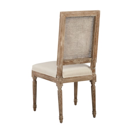 Linen &amp; Oak Caned Back Side Chair