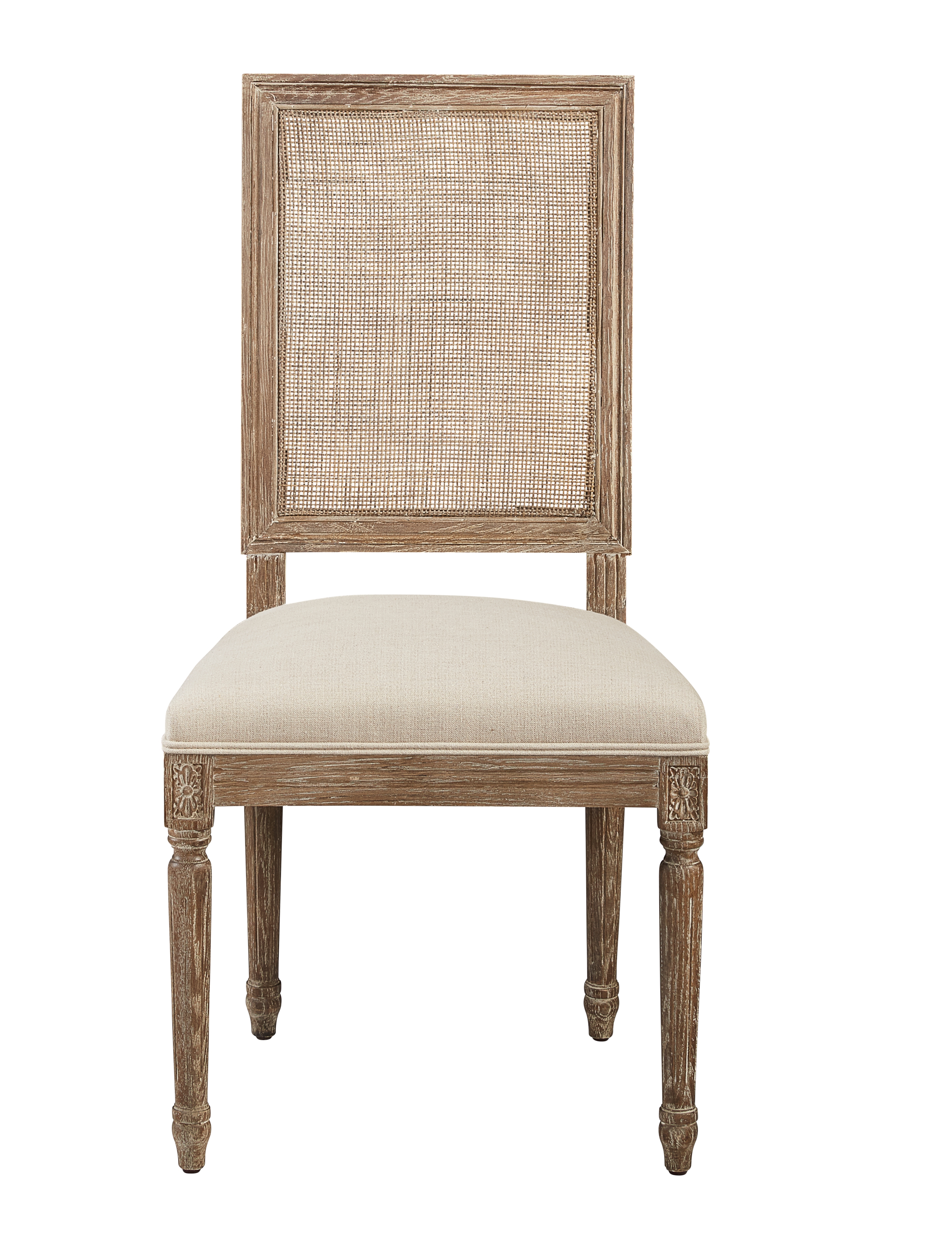 Linen &amp; Oak Caned Back Side Chair