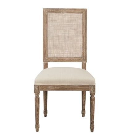 Linen &amp; Oak Caned Back Side Chair