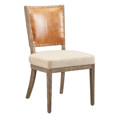 Lina Leather and Linen Chair