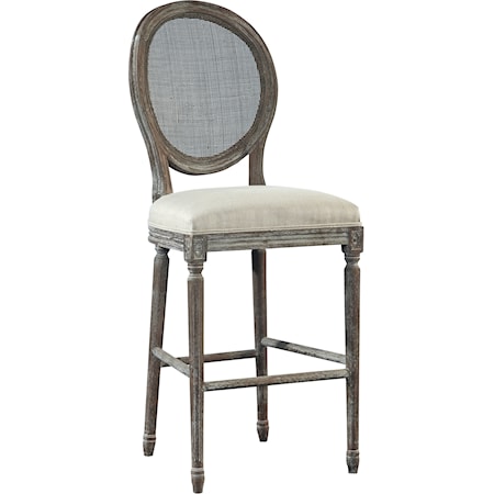 Renton Bar Stool, Rattan Back