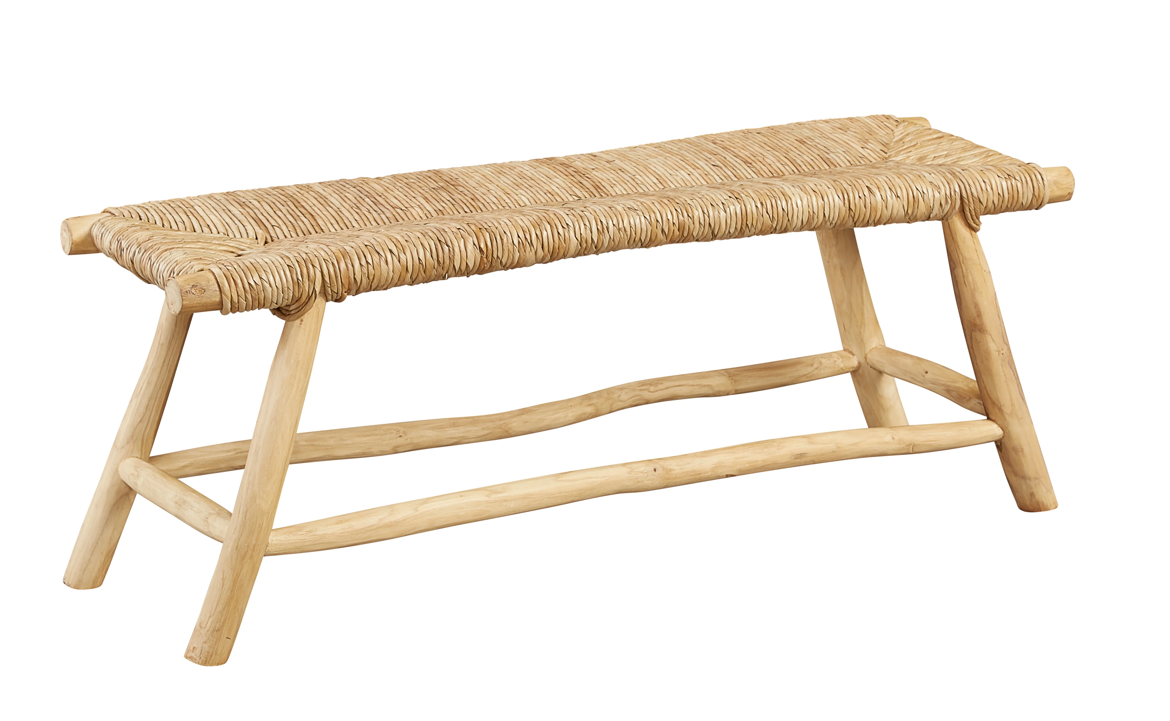 Furniture Classics 51832TK Villager Rush and Teak Bench Jacksonville