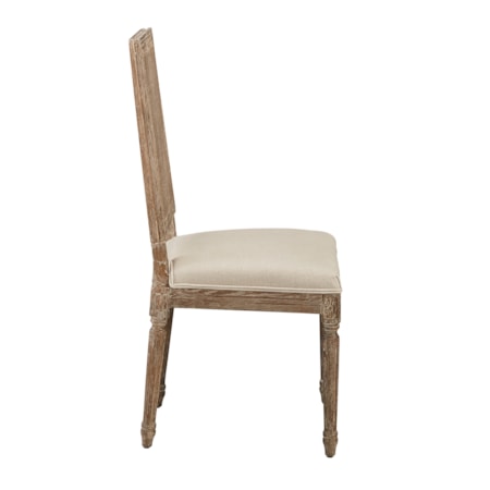 Linen &amp; Oak Caned Back Side Chair