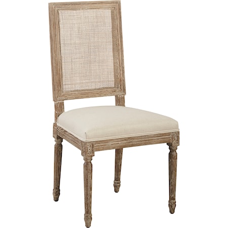 Linen & Oak Caned Back Side Chair