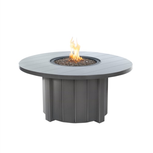 Trevi 50" Round Aluminum Fire Pit And Lid With Plank Style Top - Hickory