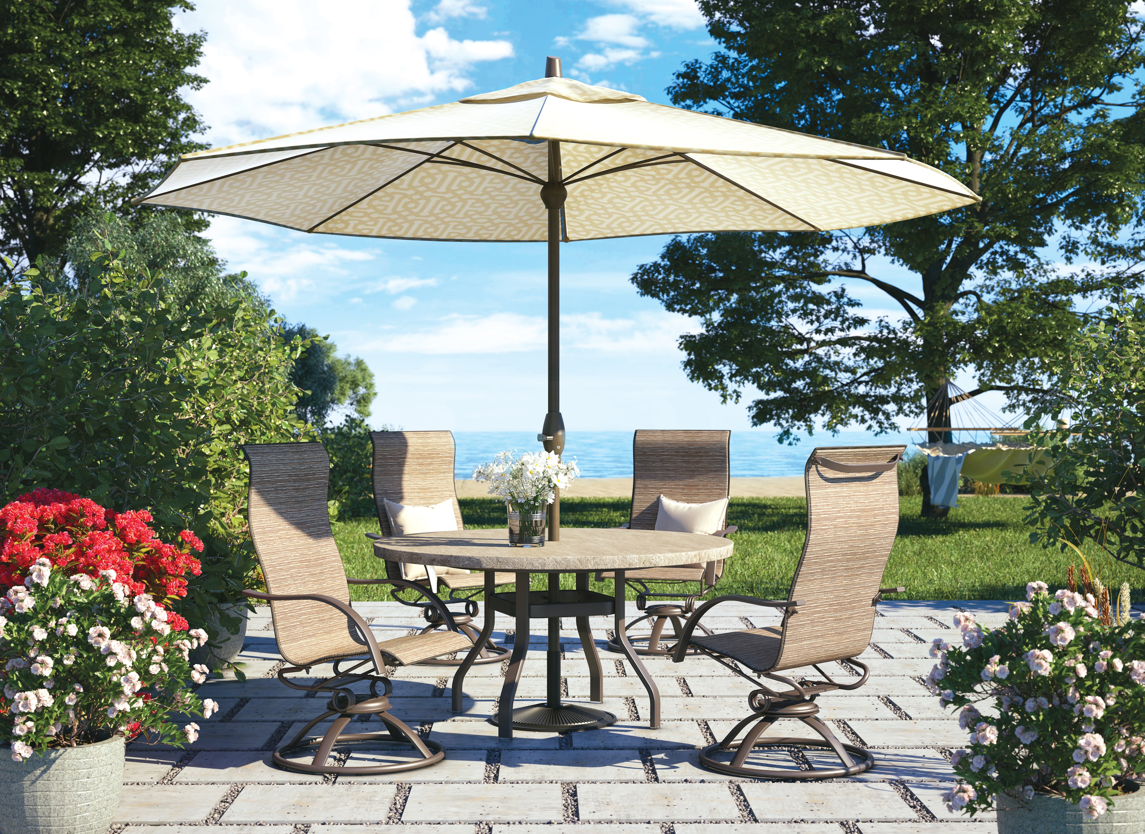Outdoor High Back Swivel Rocker