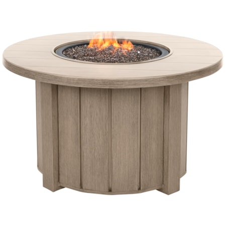 42" Rd. Aluminum Plank-Top Fire Pit w/Lid