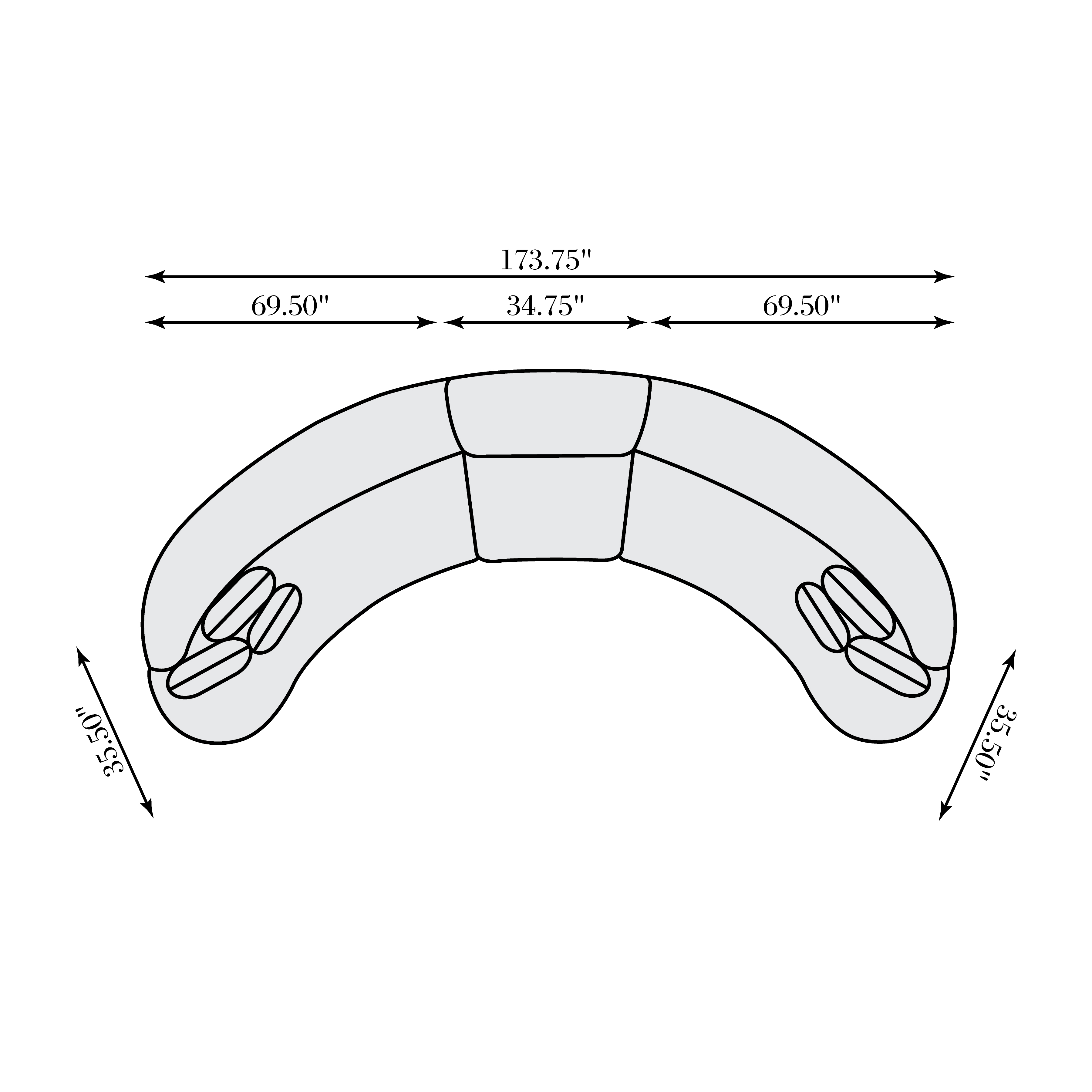 Bernhardt Bernhardt Interiors 3-pc. Crescent Sectional w/Throw Pillows
