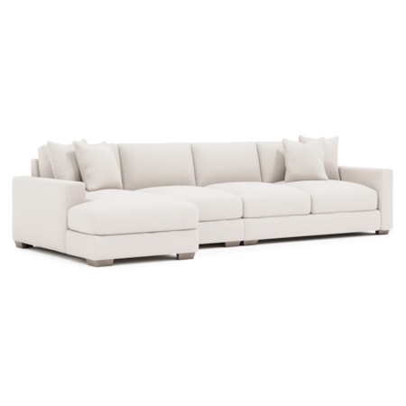 3-pc. Chaise Fabric Sectional w/Track Arms