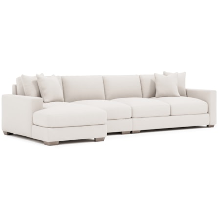 3-pc. Chaise Fabric Sectional w/Track Arms