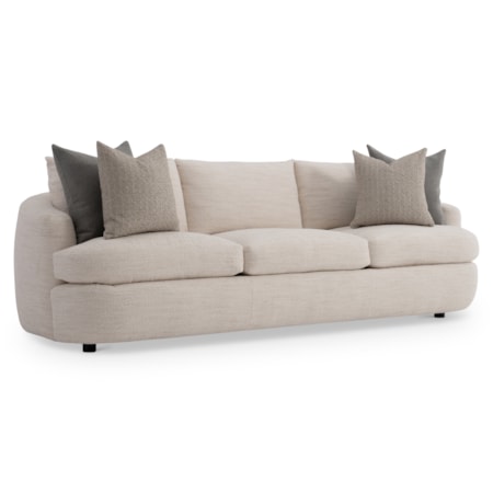Shelter-Arm Fabric Sofa w/Throw Pillows