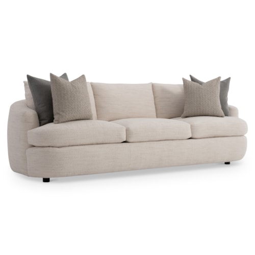 Contemporary Shelter-Arm Fabric Sofa w/Throw Pillows