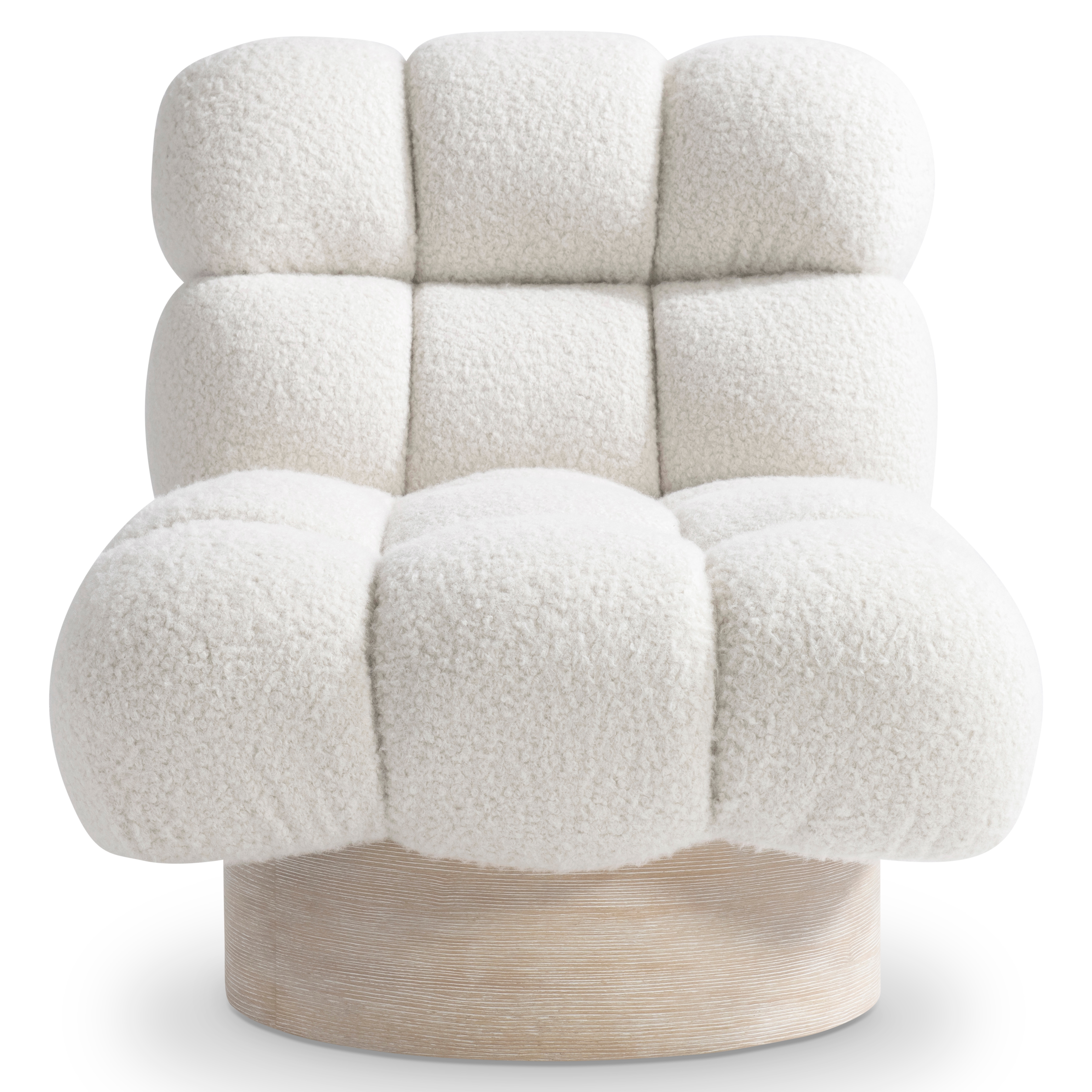 Plinth-Base Swivel Chair w/Biscuit Tufting