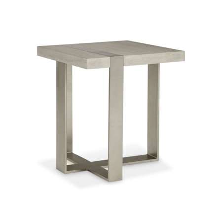 Sculptural Aluminum Side Table w/Wood Top