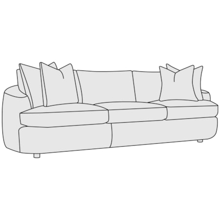 Fabric Sofa w/Curved Shelter Arms