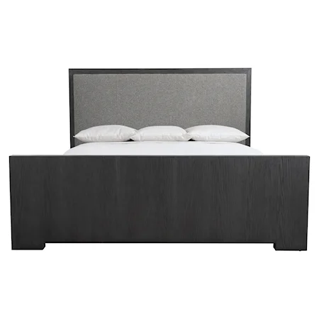 Contemporary Queen Panel Bed with Upholstered Headboard