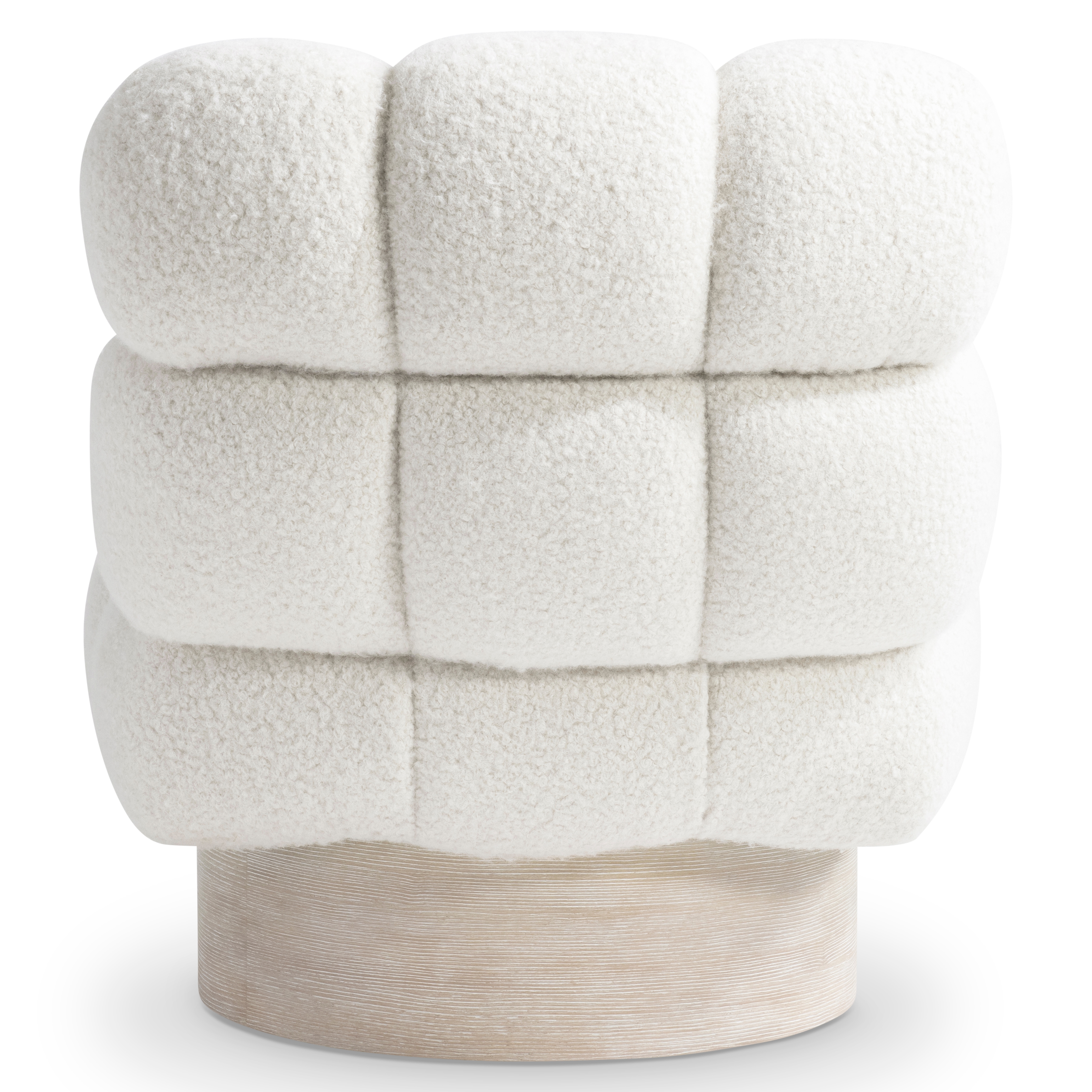 Plinth-Base Swivel Chair w/Biscuit Tufting