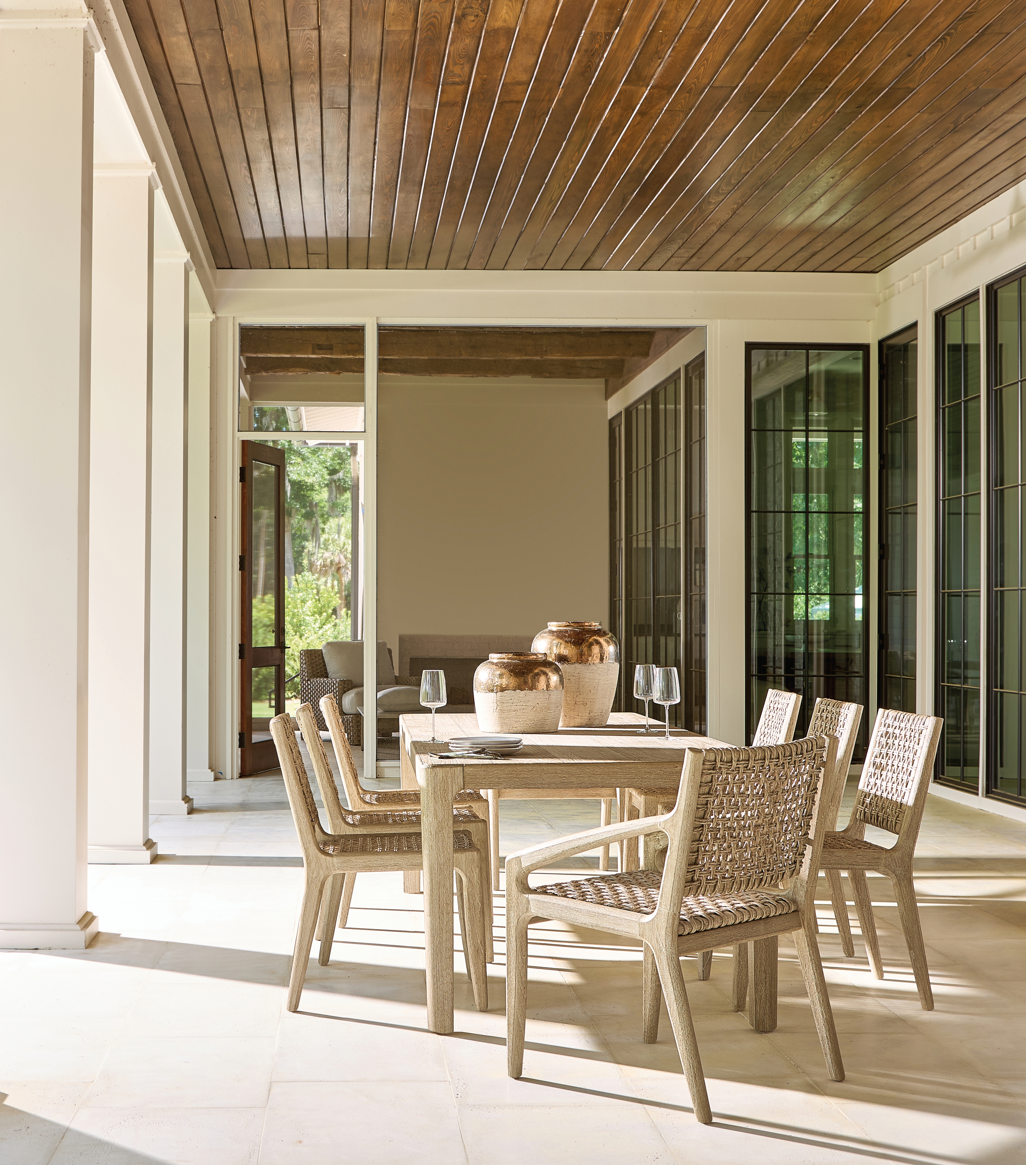 Teak Outdoor Side Chair w/Woven Seat