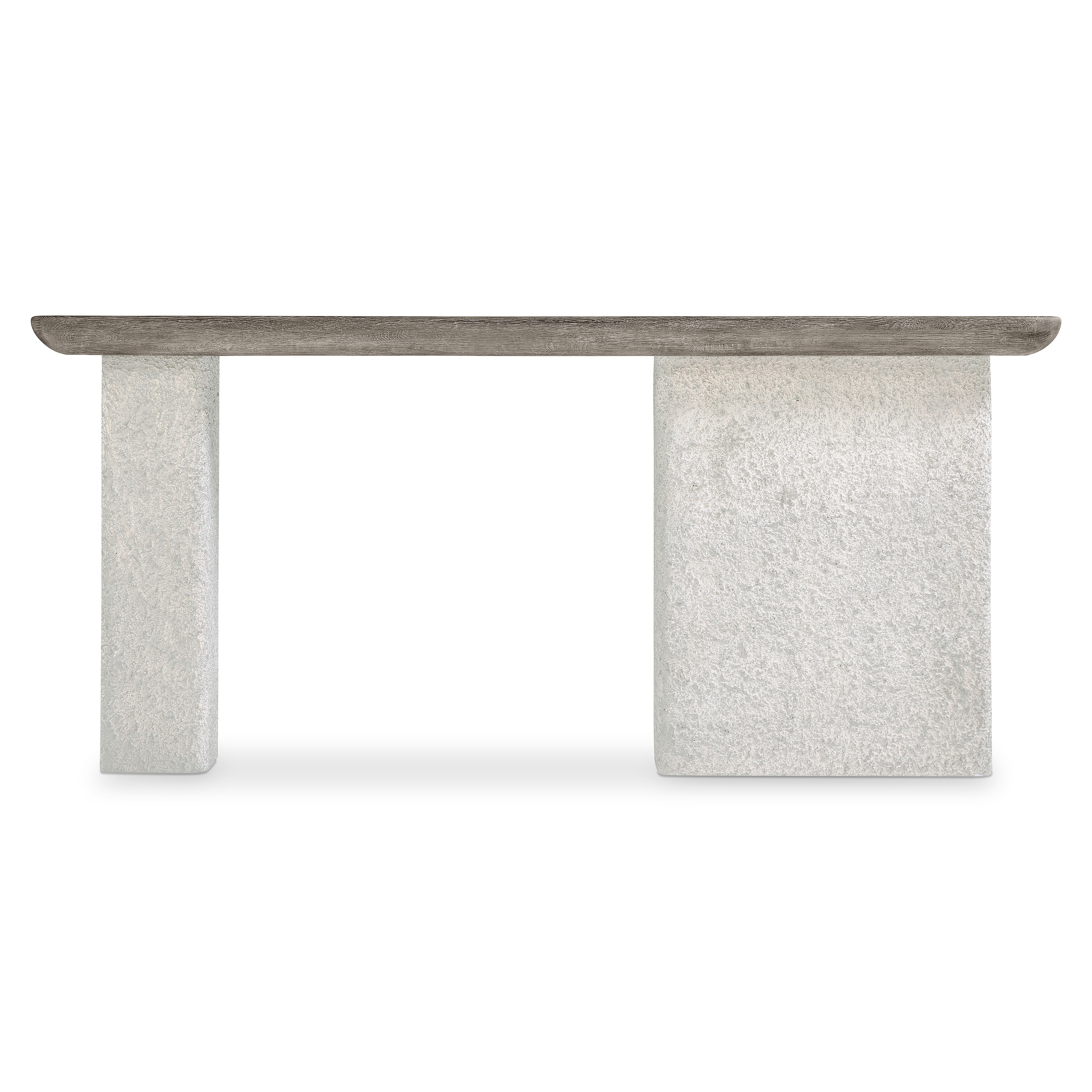 Bernhardt Monolith Faux-Stone Console Table w/Oak Wood Top
