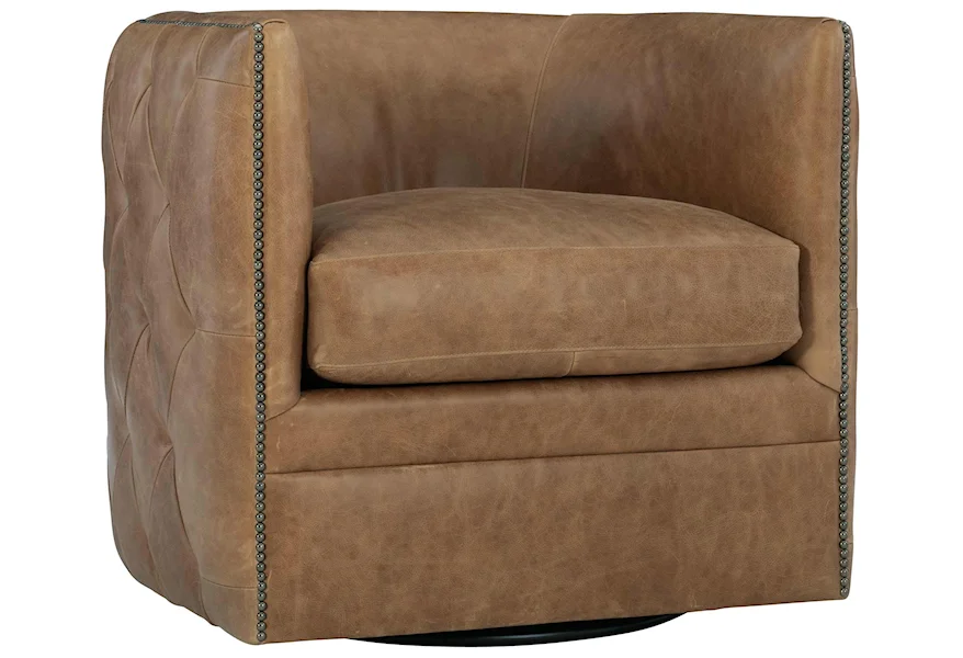 Bernhardt Living Palazzo Leather Swivel Chair by Bernhardt at Janeen's Furniture Gallery