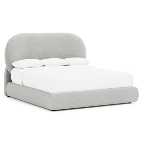 Contemporary Queen Upholstered Panel Bed w/Oval Headboard