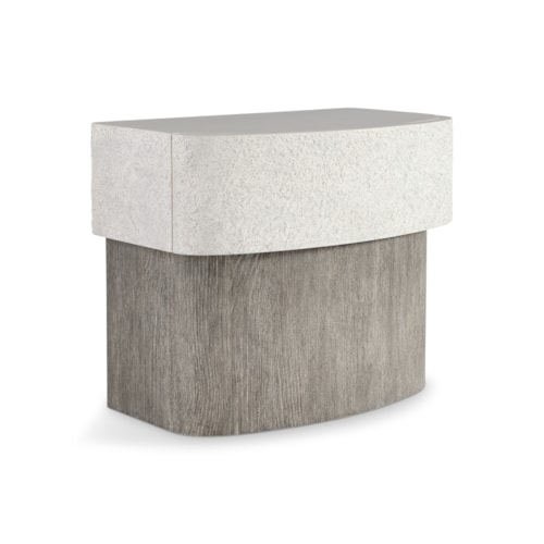 Contemporary Single-Drawer Nightstand w/Textured Faux-Stone Top