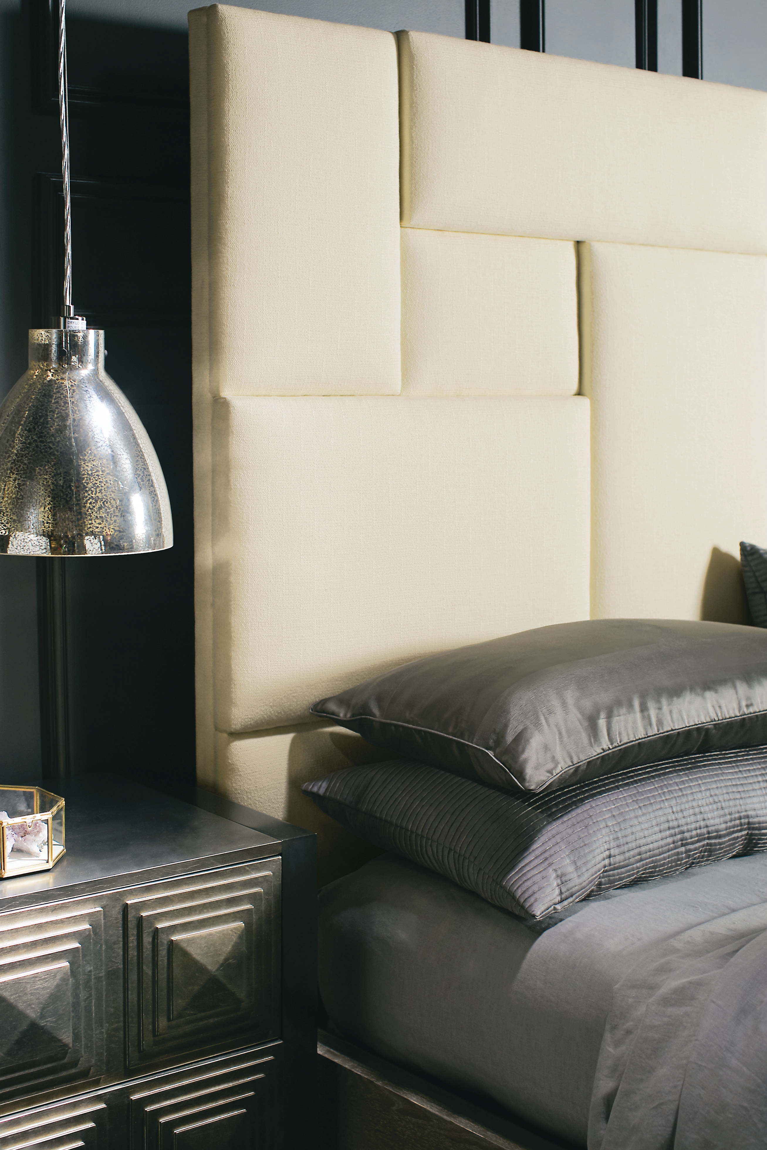 Upholstered King Panel Bed