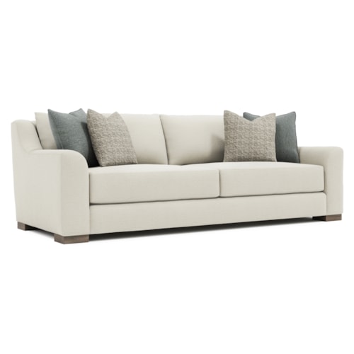 Contemporary Fabric Sofa w/Block Feet