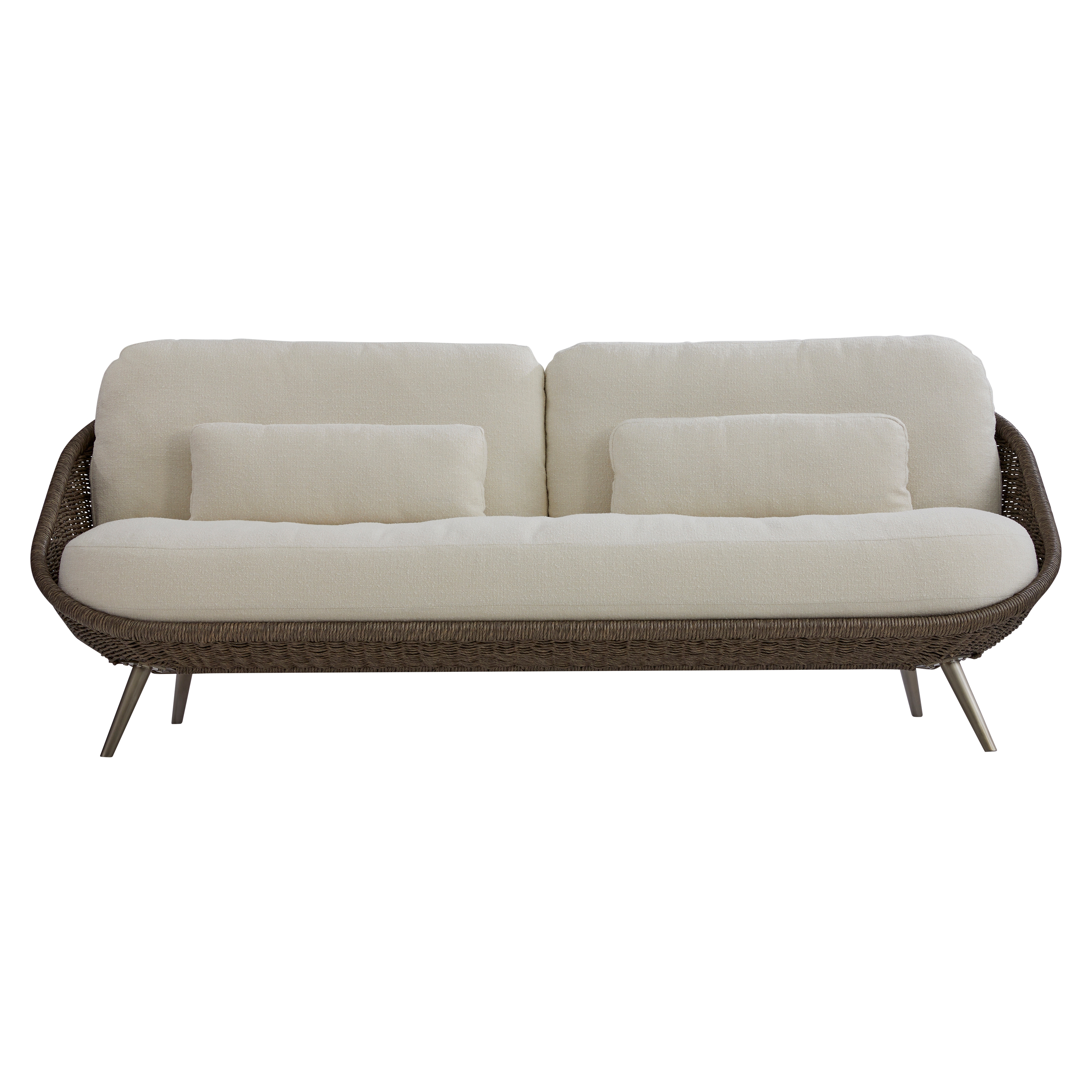 Woven Papasan Outdoor Sofa w/Kidney Pillows