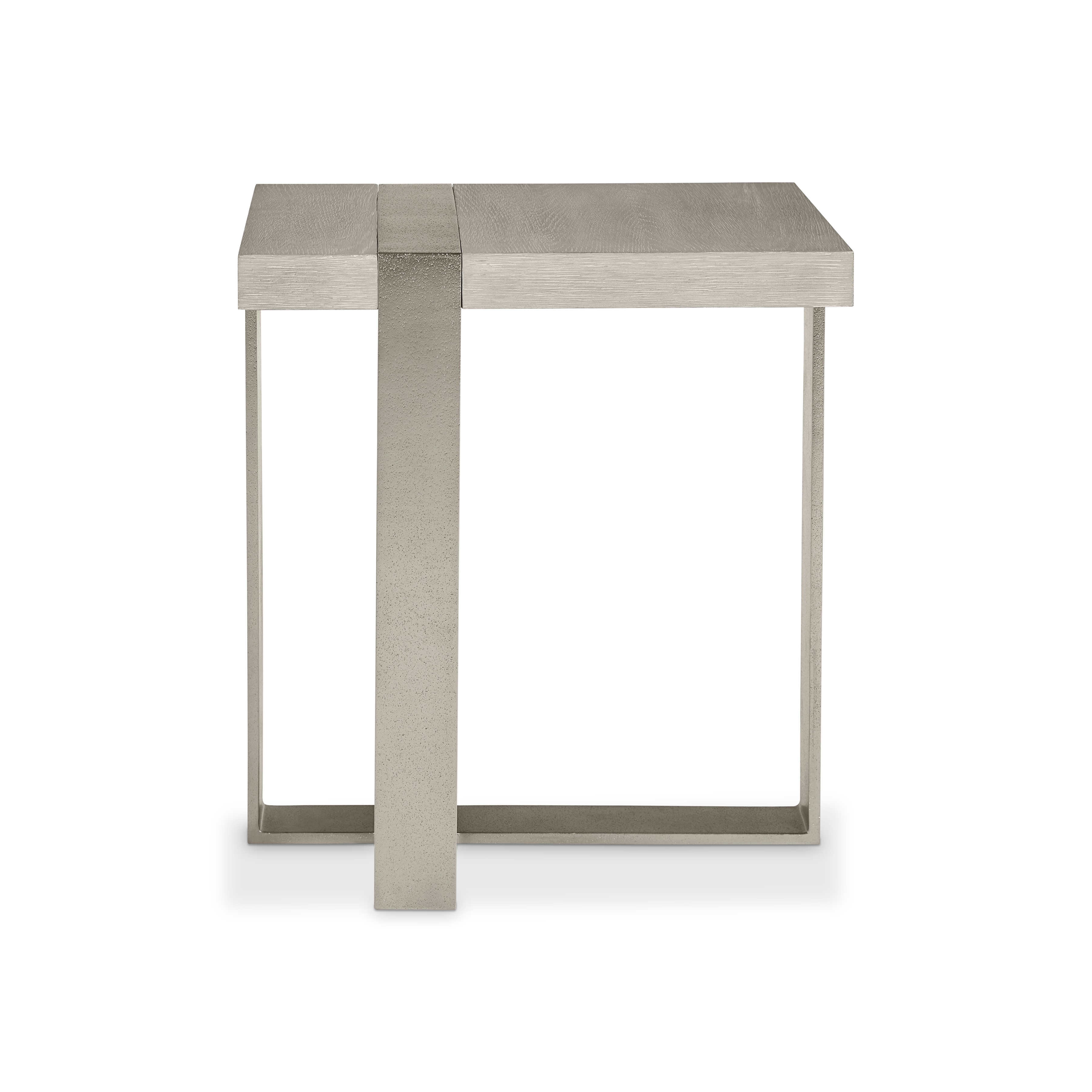 Bernhardt Tempo Sculptural Aluminum Side Table w/Wood Top