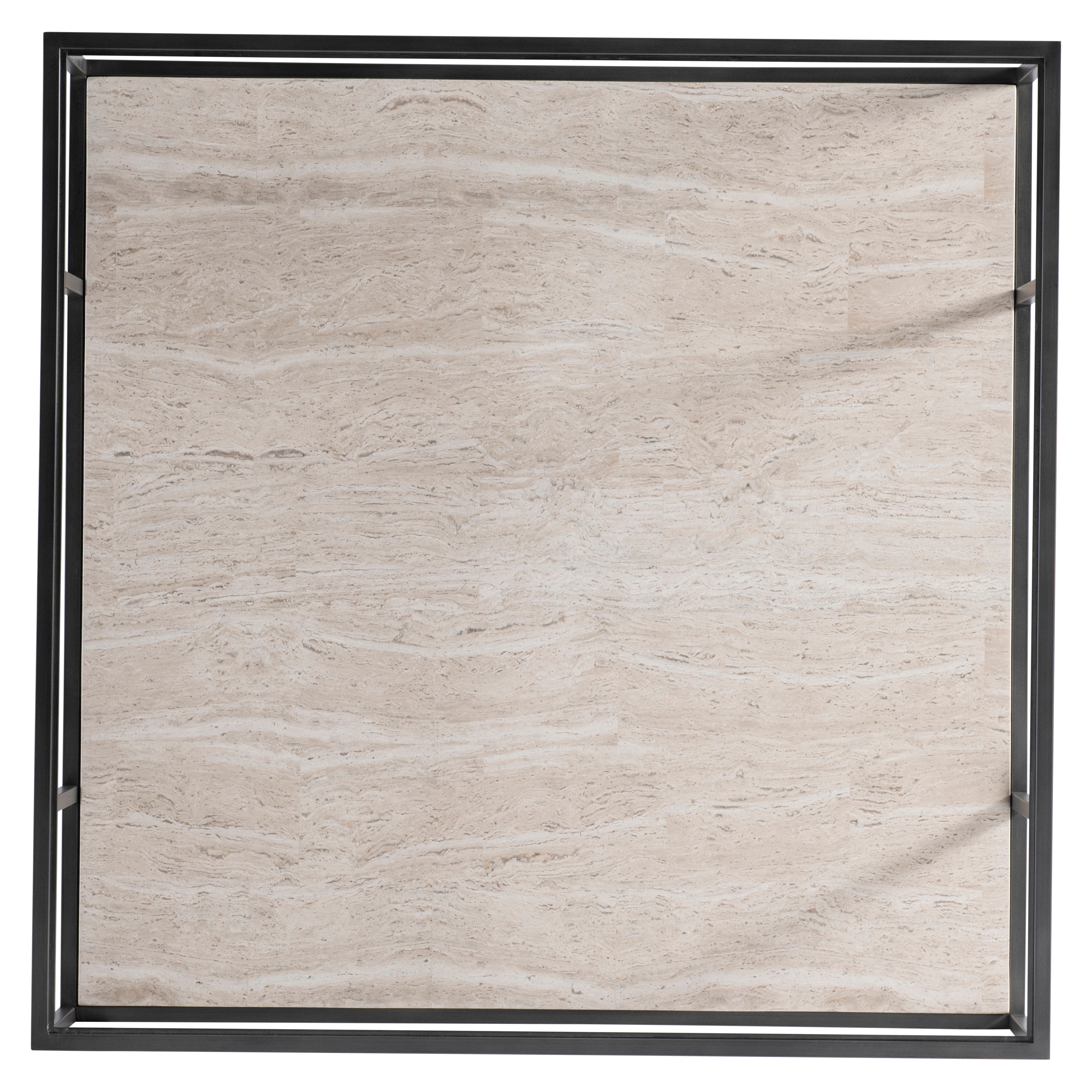 Glass-Top Cocktail Table w/Stone Shelf