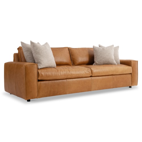 Contemporary Leather Sofa w/Oversized Track Arms