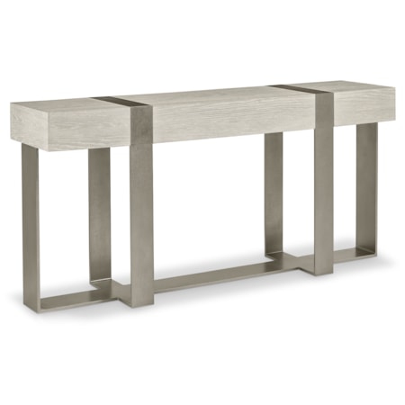 Aluminum Console Table w/Oak Wood Top
